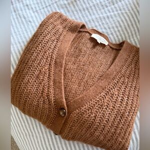 Sezane Brown V-Neck Cardigan Sweater